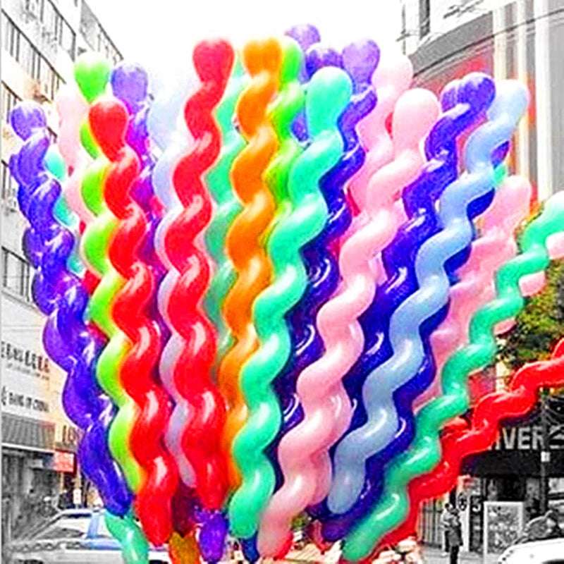 10Pcs Spiral Latex Balloon Set for Party Decoration, Inflatable Long Balloons