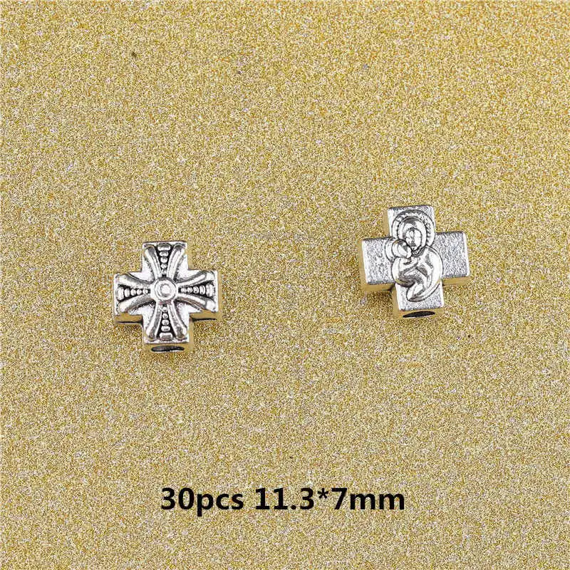 30PCS Metal Alloy Cross Beads for DIY Jewelry Making Spacer Beads