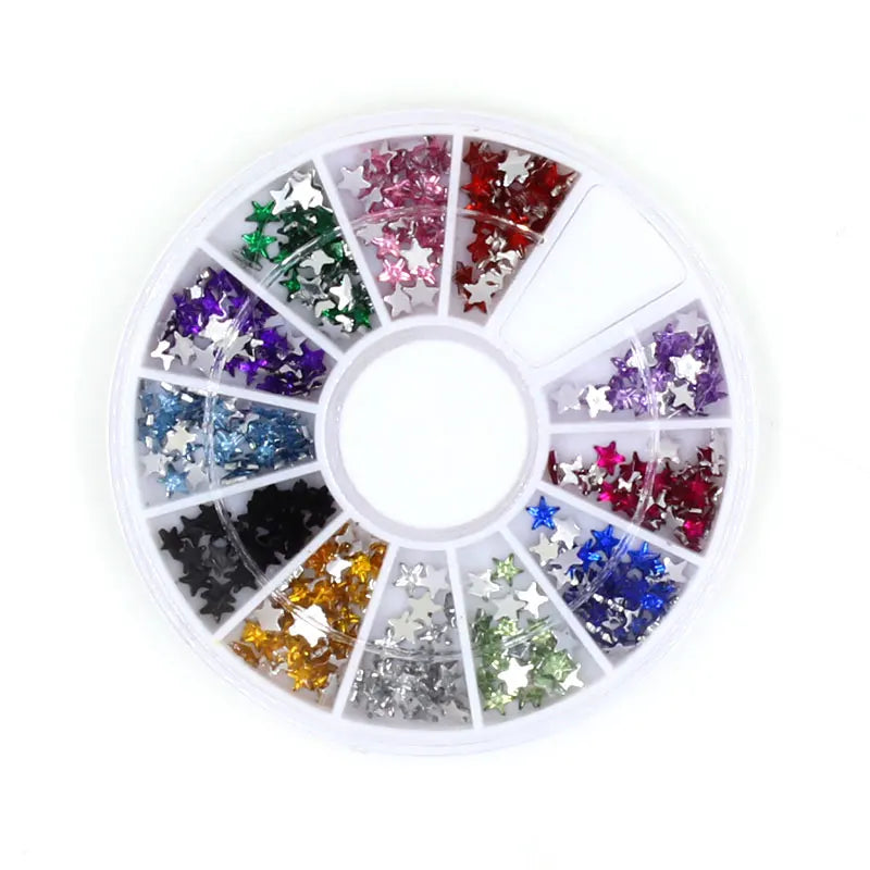 3D Nail Art Tips Silver Acrylic Wheel Design Rhinestones for Manicure & Jewelry