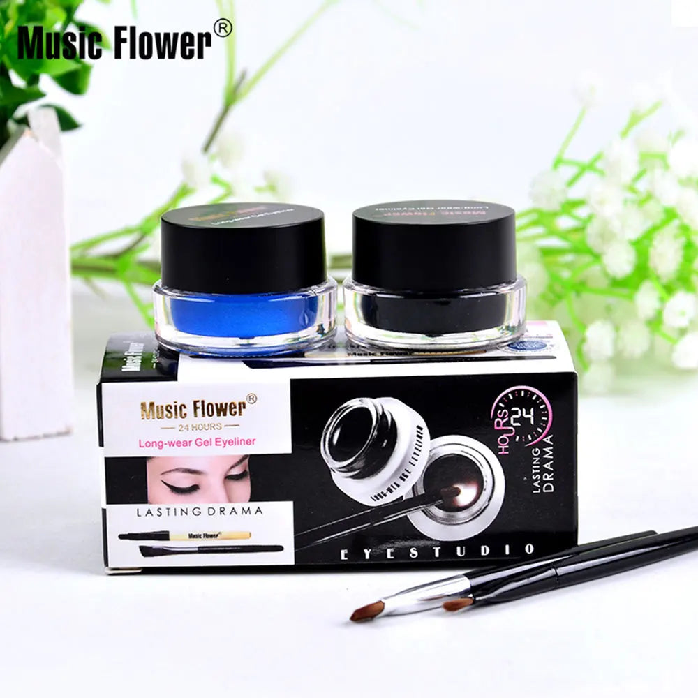 Waterproof Gel Eyeliner Set with Brushes - Long-Lasting, Smudge-Proof, 2 Colors