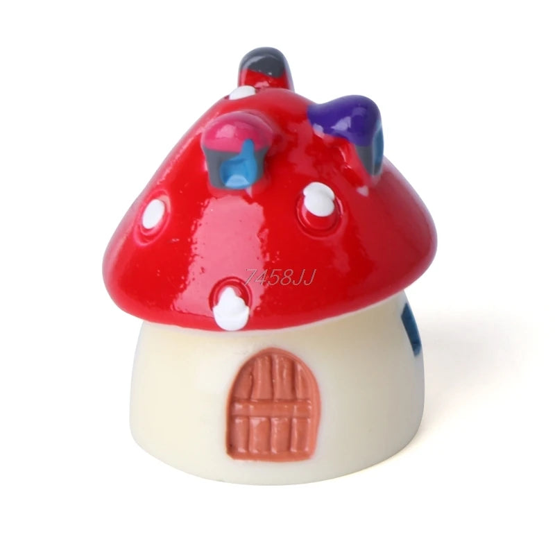 Mini Mushroom House Garden Decor Resin Figurine for Plants & Fairy Garden