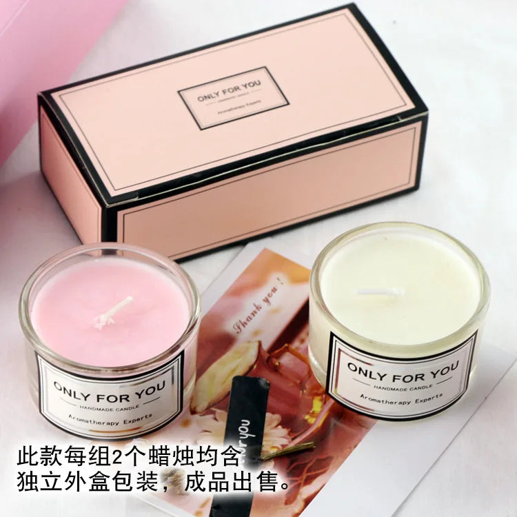 Soy Wax Scented Candle Set - Romantic Aromatherapy, Smokeless, Eco-Friendly, Glass Jar, Multiple Colors
