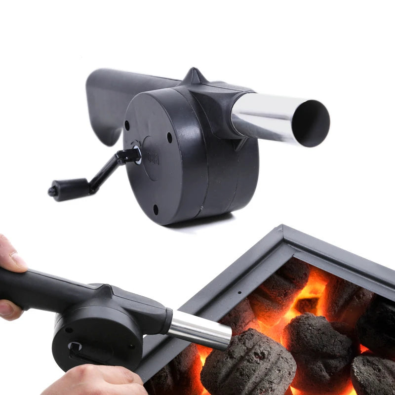 Hand BBQ Fan Air Blower for Grill Outdoor Picnic Fire Bellows Stainless Steel