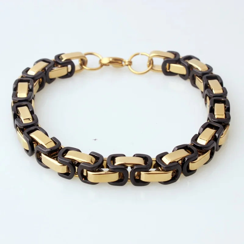 Men's Stainless Steel Byzantine Chain Bracelet 7-11 Inch Wide 5mm Jewelry