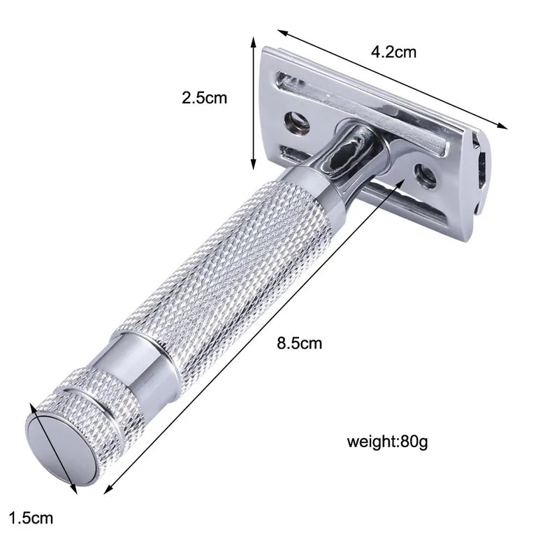 Men's Safety Razor with 5 Blades Copper Alloy Double Edge Classic Shaver Travel Kit