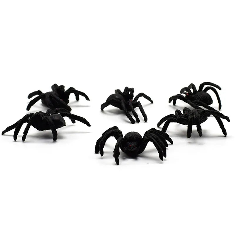 5pcs Small Fake Black Spider Halloween Decoration Haunted House Props