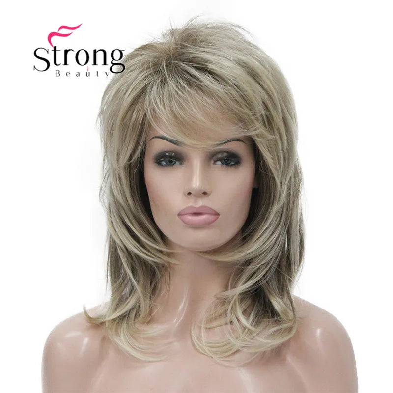 Long Shaggy Layered Synthetic Wig with Ombre Blonde & Color Options - Women's Costume & Style Hairpiece