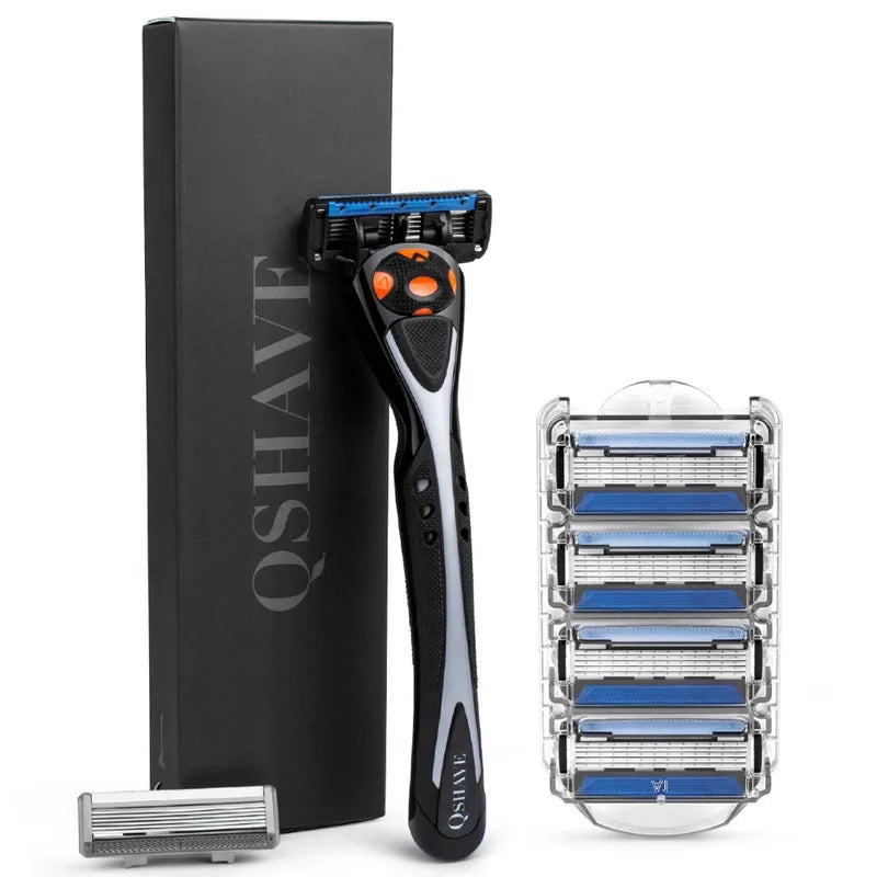 Black Spider Man Razor Can Design with 6 Blade Refills - Hair Shaver for Face & Neck