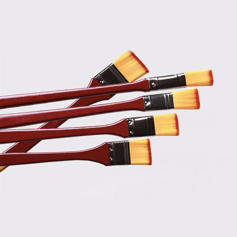 Set of 5 Nylon Hair & Art Painting Brushes - Acrylic Oil & Scrubbing Tools
