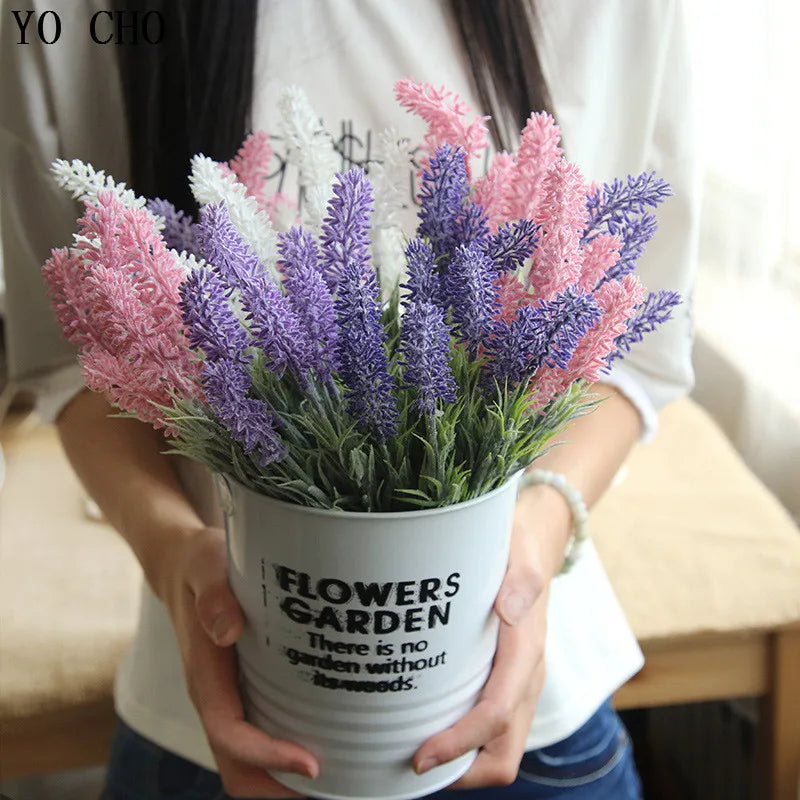 Artificial Lavender Flower Bouquet Fake Flowers for Wedding Home Decor 3Pcs