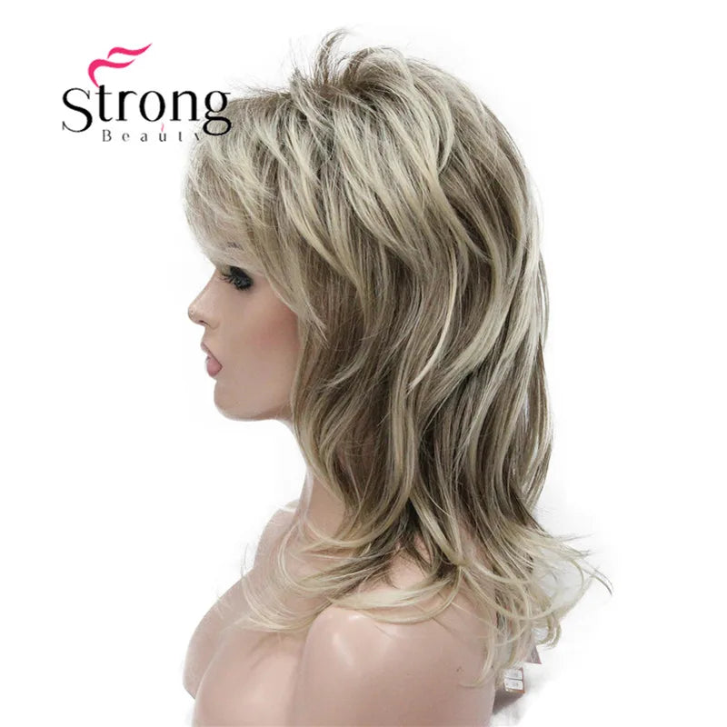 Long Shaggy Layered Synthetic Wig with Ombre Blonde & Color Options - Women's Costume & Style Hairpiece