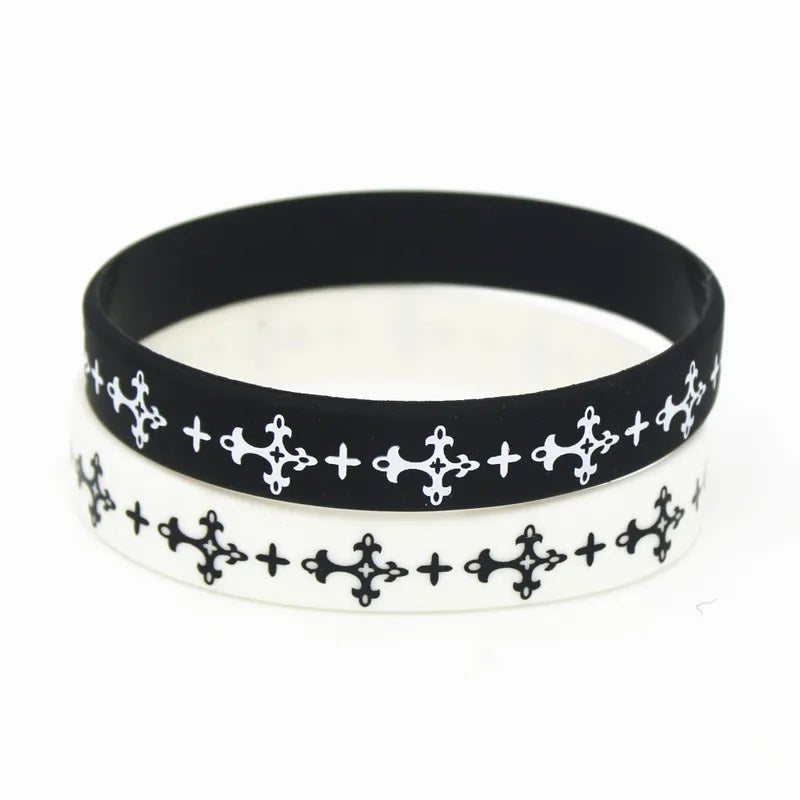Silicone Cross Wristband Bracelet Unisex Religious Sports Jewelry Gift