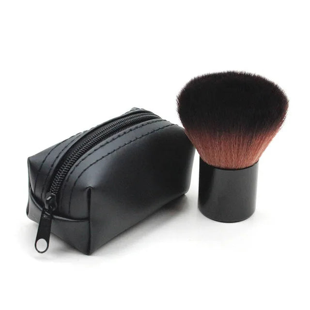 Big Black Makeup Brush Set with Bag - Powder, Blush, Contour, Kabuki, Nail Tools