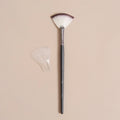 Small Fan Makeup Brush for Blush and Face Powder - Synthetic Hair, Wooden Handle