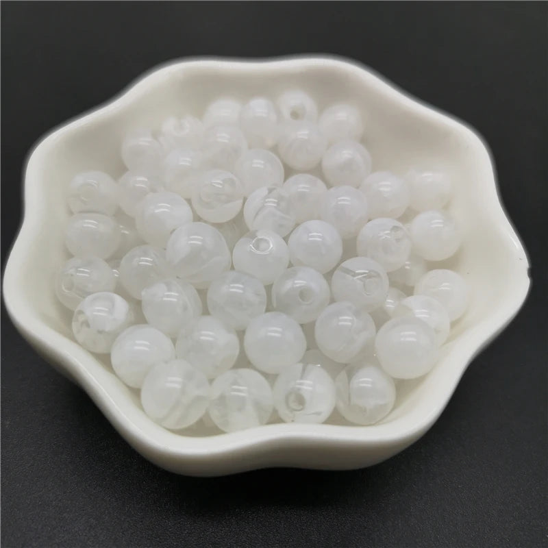 Imitation Natural Stone Acrylic Beads for Jewelry Making - Round Clouds Effect