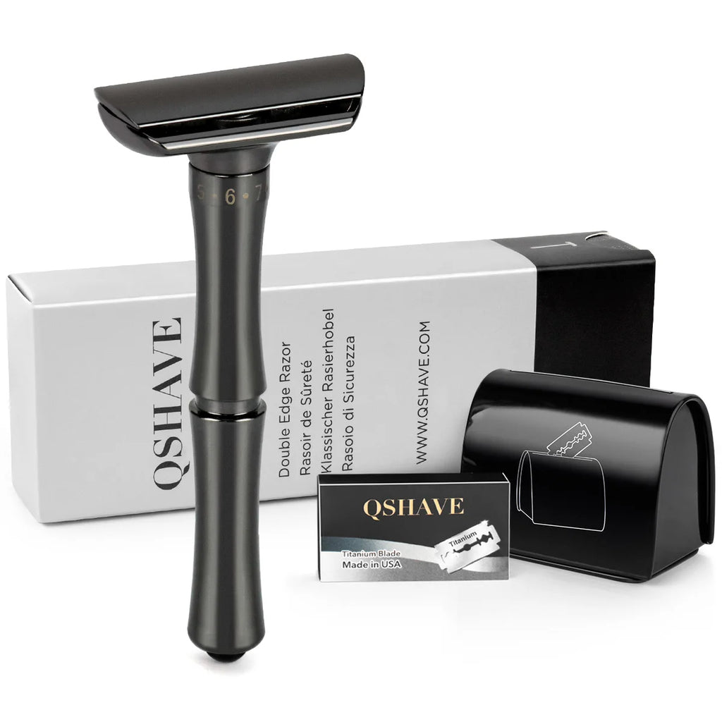 Adjustable Safety Razor with Blade Replacement System - Matte Black