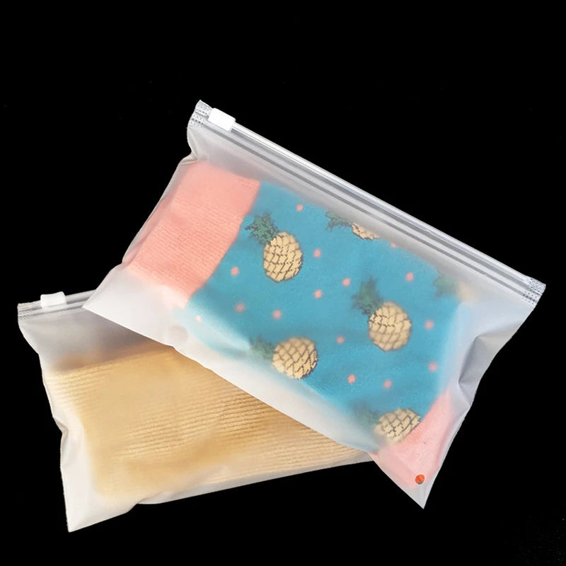 10-Pack Frosted Zipper Storage Bags for Underwear Socks Cosmetic & Clothing Organization