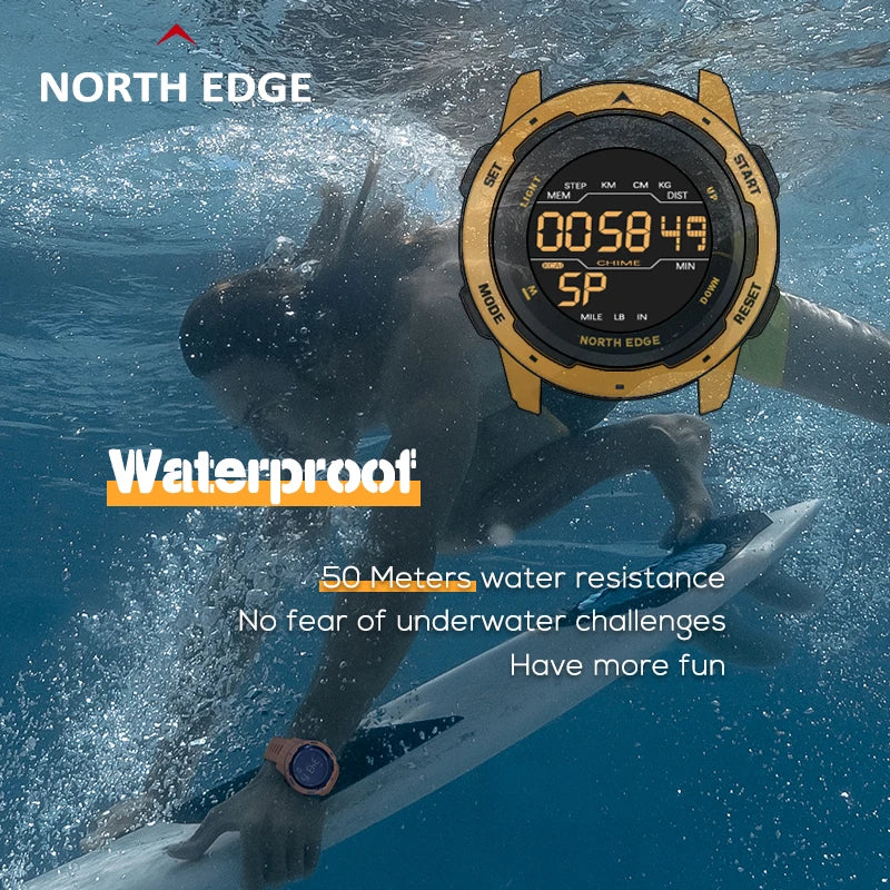 Digital Sports Watch for Men and Women Waterproof 50m with Pedometer & Dual Time