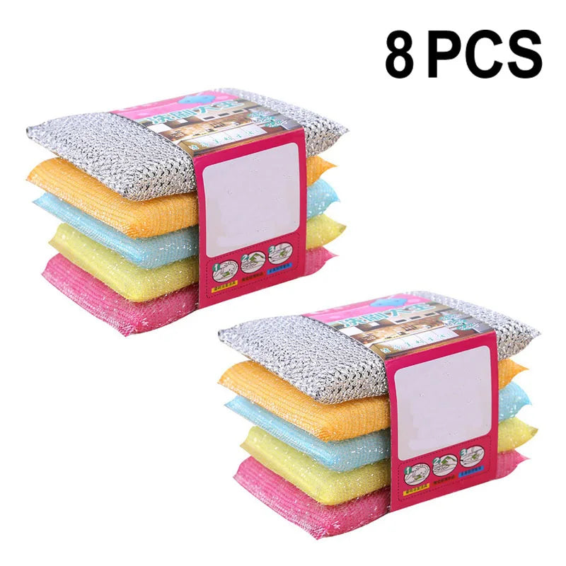 4/8pcs Kitchen Cleaning Sponges with Anti-Microbial Coating - Household Dish Scrubbers