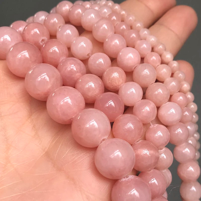 Natural Light Pink Jade Beads - Round Loose Spacer Beads for Jewelry Making 4-12mm, 15 Inch Strand