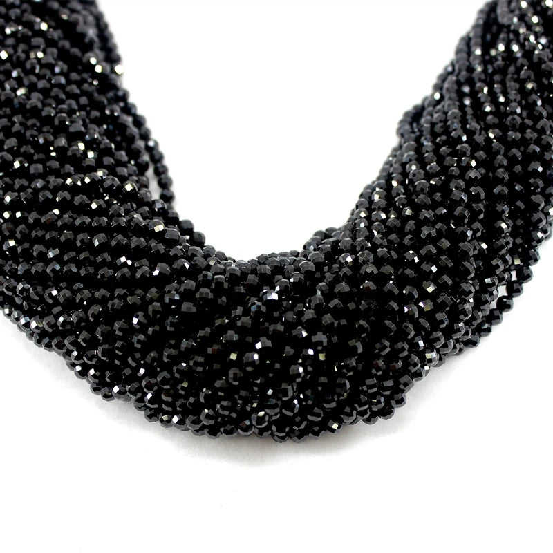 Natural Faceted Black Spinel Beads for Jewelry Making - 2mm-8mm Loose Round Stones