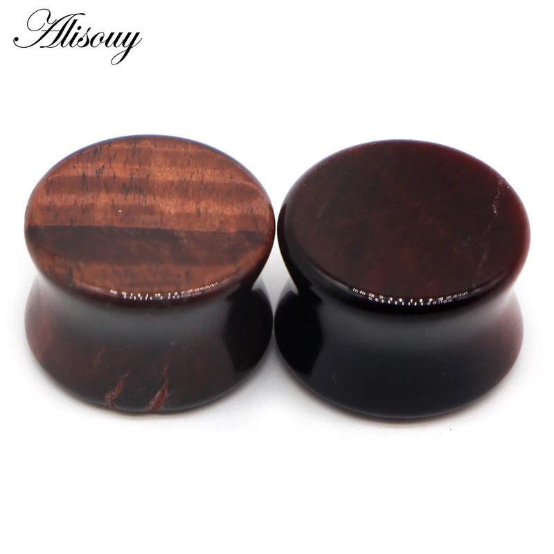 2PCS Organic Stone Ear Plugs Flesh Tunnels Gauges Body Piercing Jewelry
