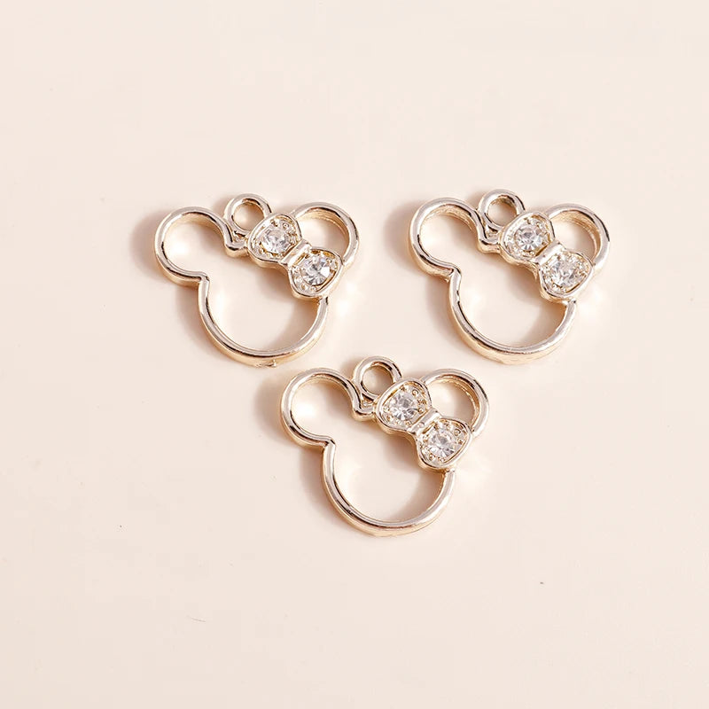 Crystal Mouse Charms Pendants for Jewelry Making 10pcs - Necklace Bracelet DIY Accessories