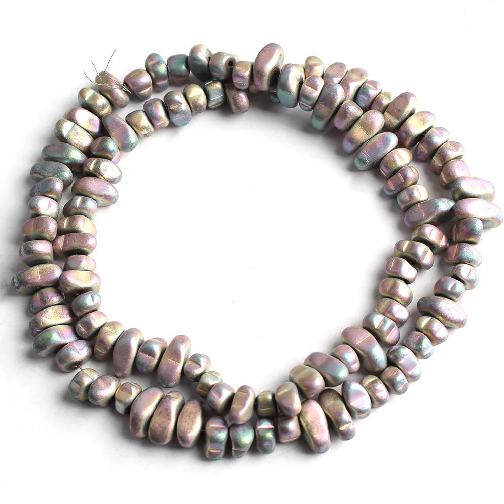 Natural Matte Hematite Beads for Jewelry Making - Irregular Gravel Spacer 15"