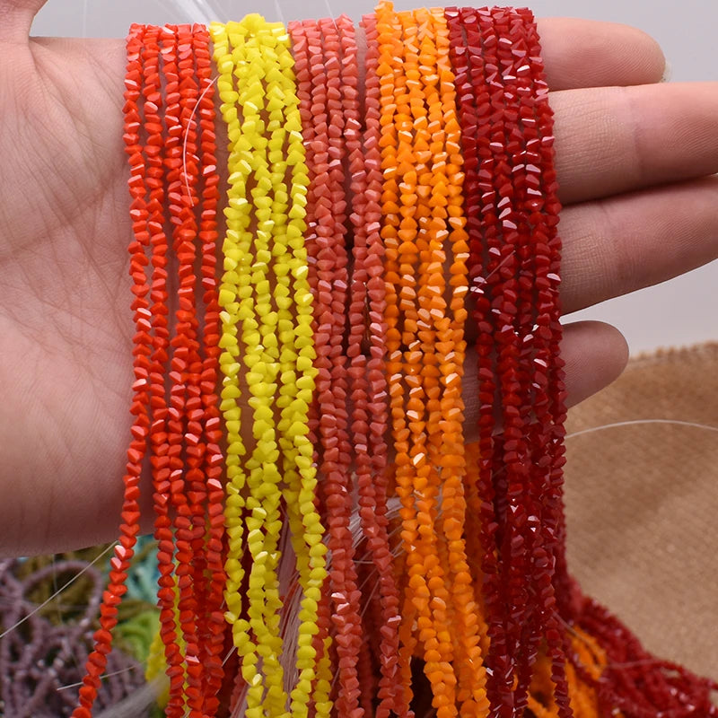Crystal Glass Beads - 2mm Triangle Seed Beads for Jewelry Making, 130pcs Mixed Colors