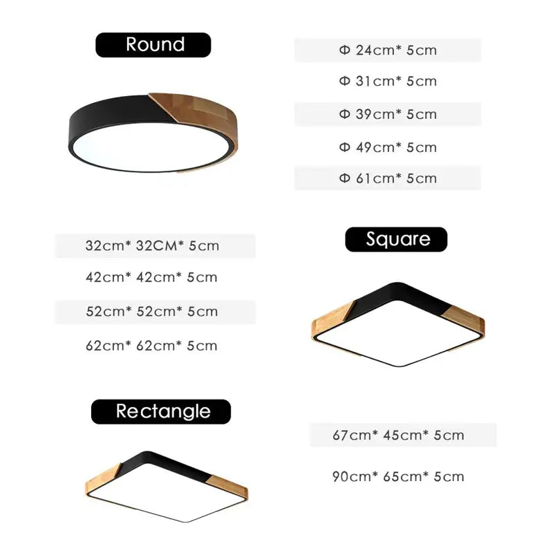 24-Inch Large Ceiling LED Lights for Bedroom Living Room Dimmable Fixture