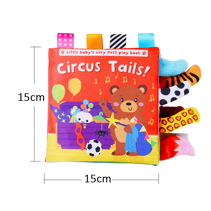 Baby Cloth Book Cartoon Animal Toys Educational Ringed Cloth Book for 0-12 Months