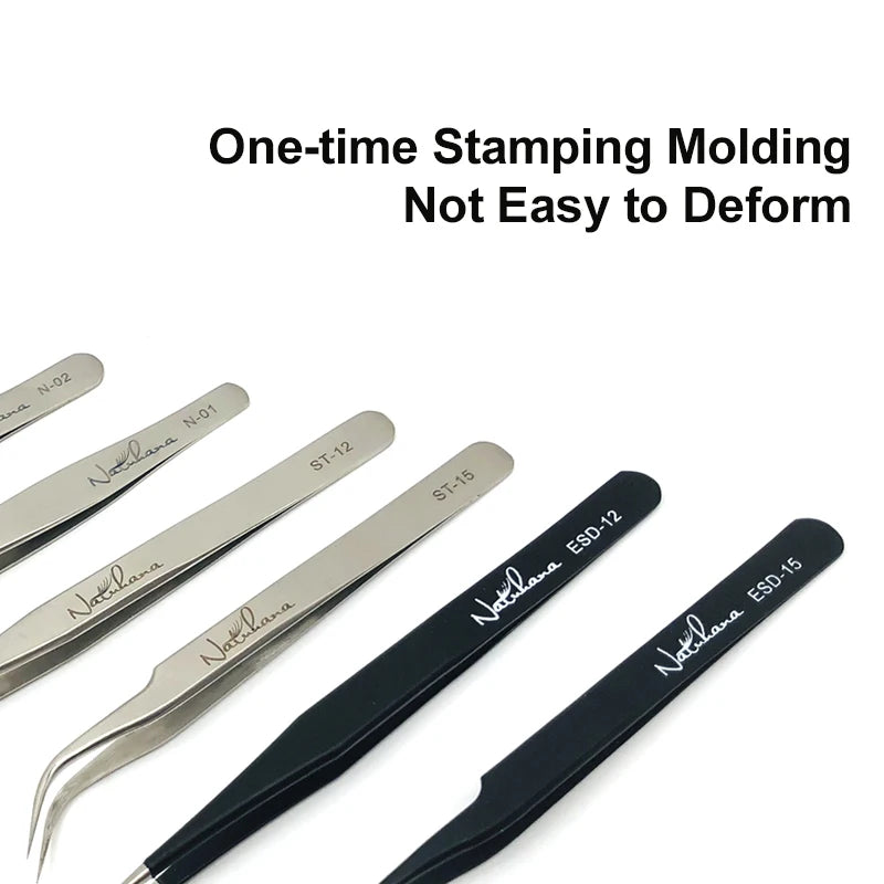 Eyelash Extension Tweezers - Anti-Static, Precision, Curved & Straight Makeup Tool