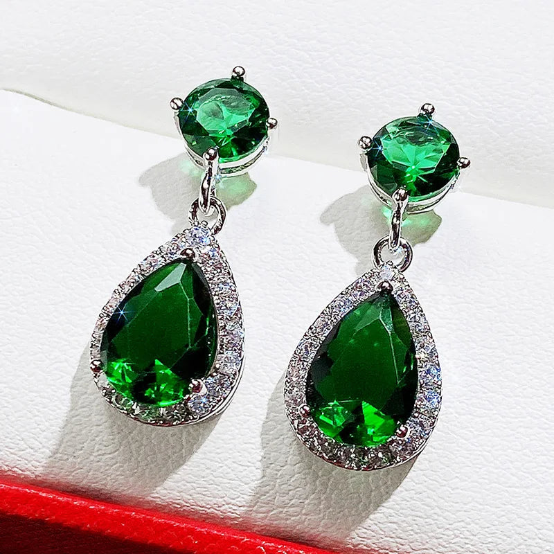 Elegant Female Dangle Earrings with Bright Cubic Zirconia Jewelry Gift for Women