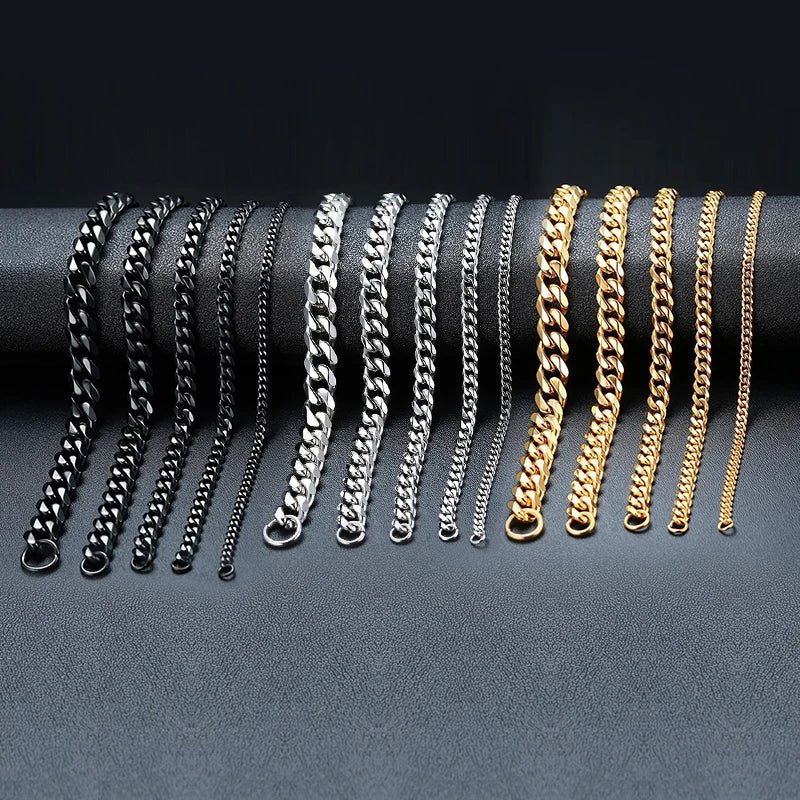 Men's Chunky Miami Curb Chain Bracelet - Stainless Steel Cuban Link Jewelry