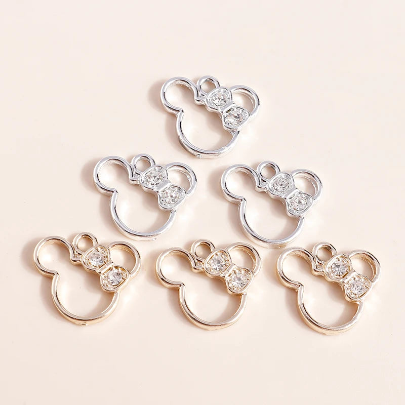 Crystal Mouse Charms Pendants for Jewelry Making 10pcs - Necklace Bracelet DIY Accessories