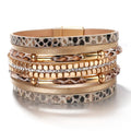 Multilayer Crystal Snake Skin Leather Bracelet for Women Bohemian Party Jewelry