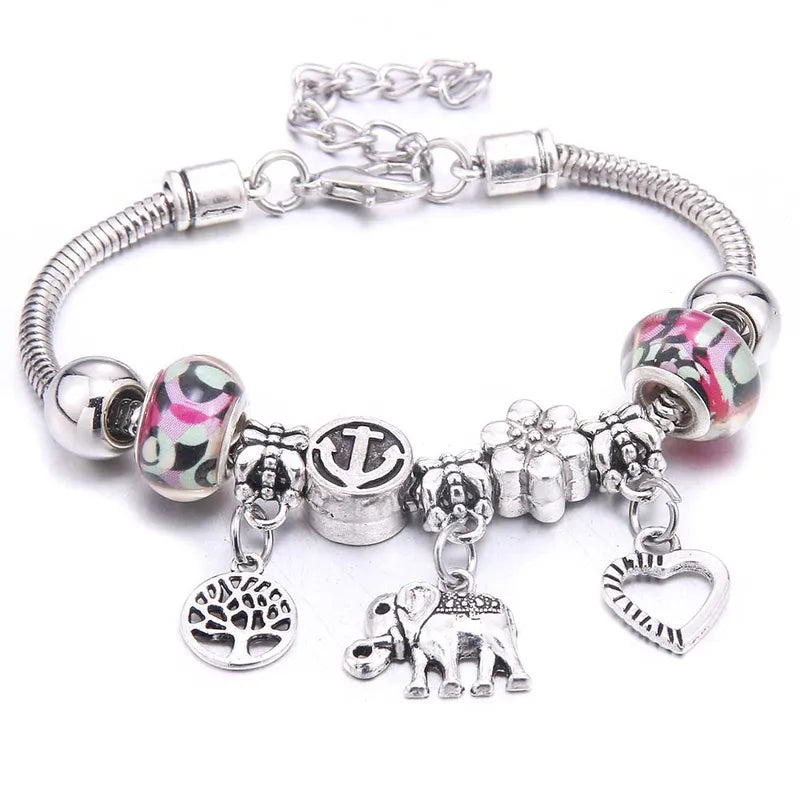 Colorful Crystal Charm Bracelet for Women DIY Beaded Jewelry Gift