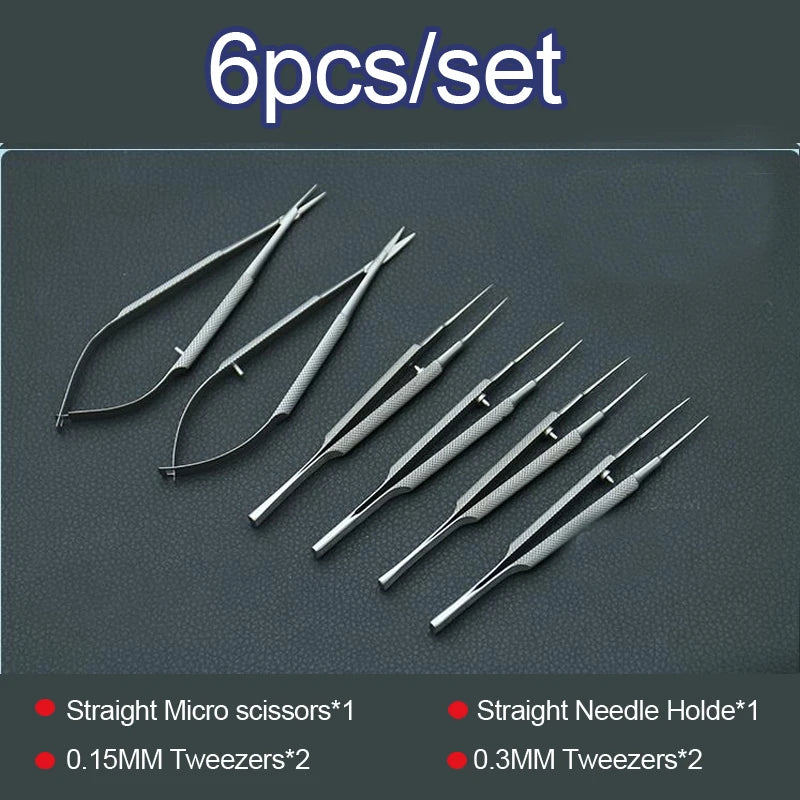 4-Piece Microsurgical Instrument Set - Stainless Steel Ophthalmic Surgery Tools