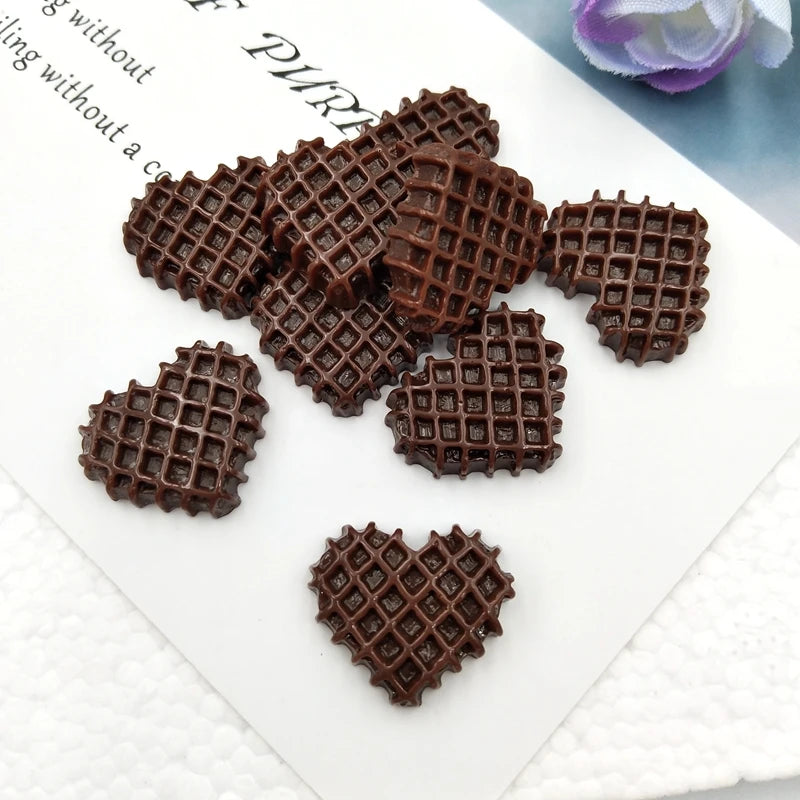 10pcs Heart-Shaped Resin Food Embellishments for Scrapbooking & Crafting
