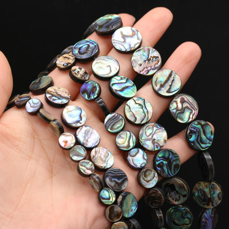 Natural Shell Beads Coin Jewelry Making Supplies 8mm 12mm 14mm - 5pcs Set
