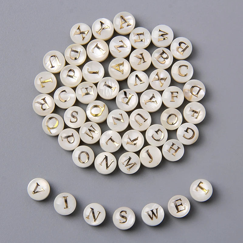 8MM Shell Beads with Letter Charms for Jewelry Making - DIY Earring & Bracelet Supplies