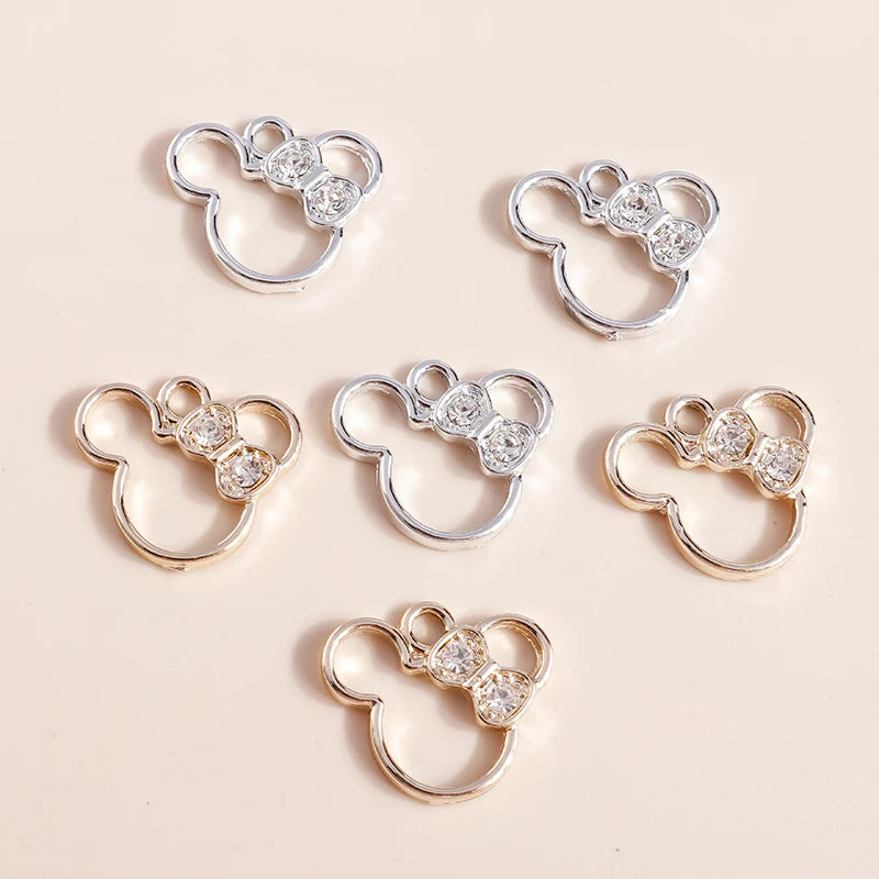 Crystal Mouse Charms Pendants for Jewelry Making 10pcs - Necklace Bracelet DIY Accessories