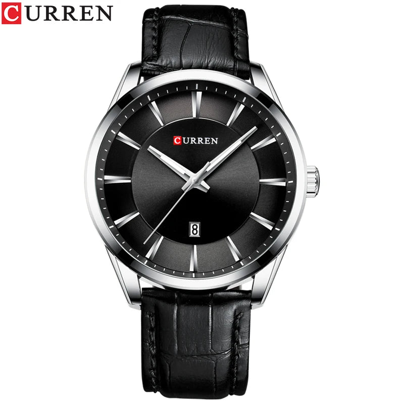 Men's Quartz Wristwatch with Leather Strap - Luxury Analog Business Watch