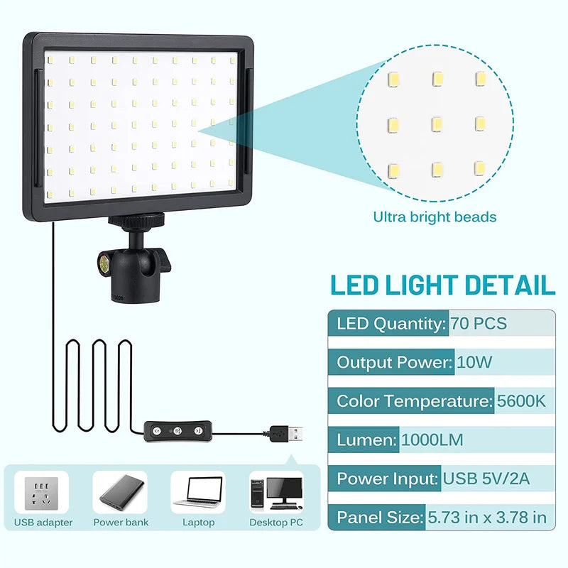 6-Inch LED Video Light Panel with RGB Filter for Photography & Streaming