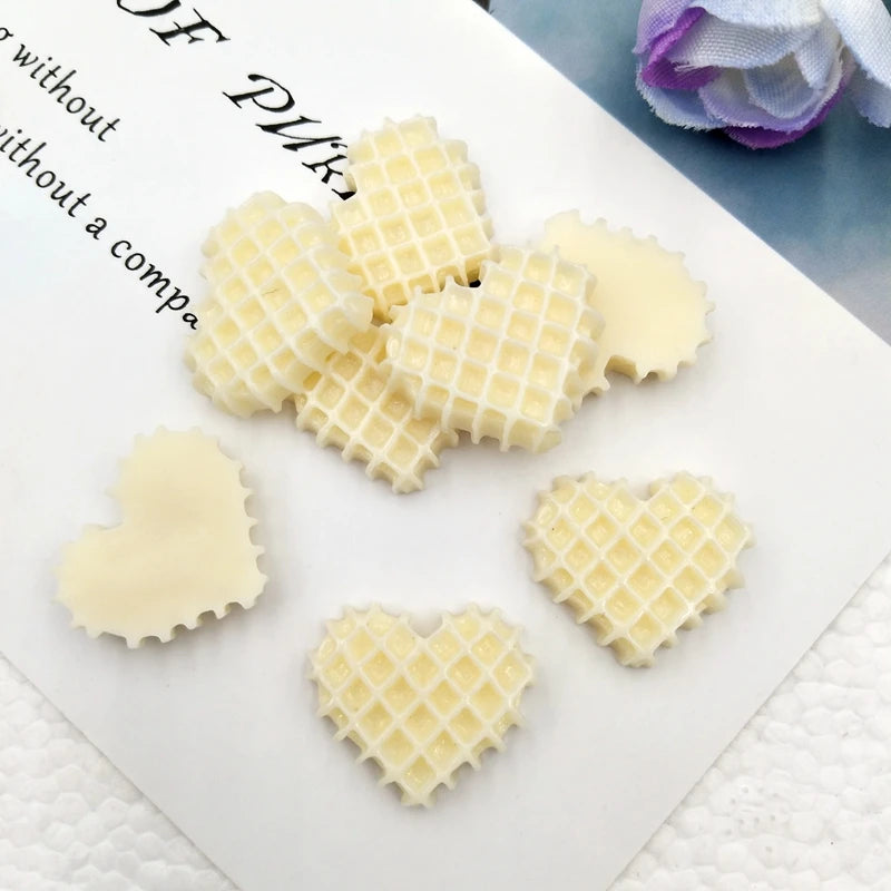 10pcs Heart-Shaped Resin Food Embellishments for Scrapbooking & Crafting