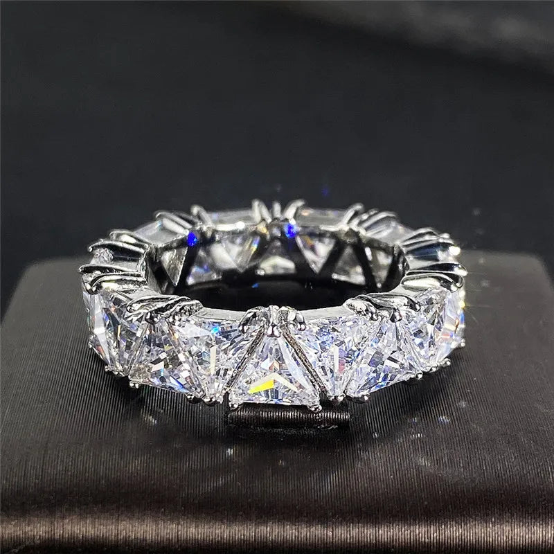 Luxury Wedding Band Promise Ring for Women - Unique Triangle Cubic Zirconia Jewelry