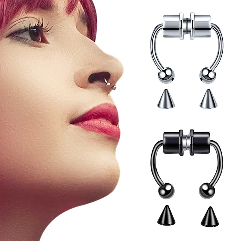 Fake Nose Ring for Men Women Septum Lip Hoop Body Jewelry 20G Surgical Steel