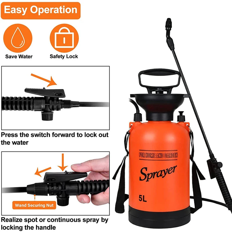 Garden Pressure Sprayer 3L/5L Hand Pump Disinfection & Watering Can