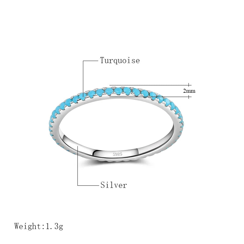 Trendy Tibetan Silver Turquoise Charm Stackable Ring for Women - Fine Jewelry