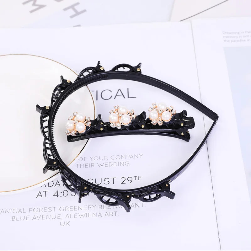Double Layer Clip Hairbands for Women Fashion Plastic Braided Headband Punk Style